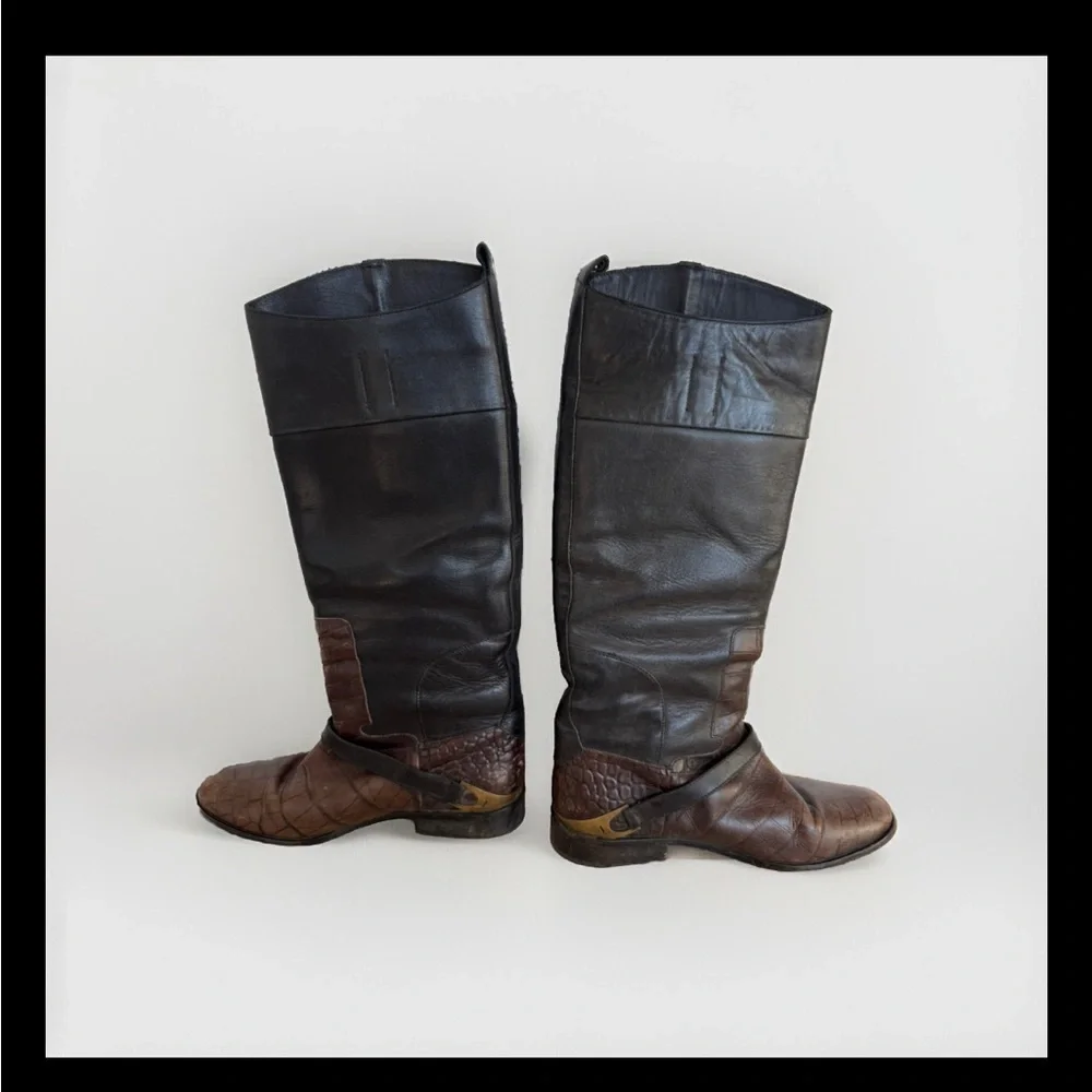 Golden Goose pull on croc leather riding boots size 39 9